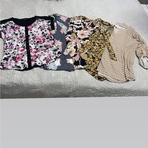 Bundle of 5 casual tops ladies woman blouses pullovers tops in size L. Like new.